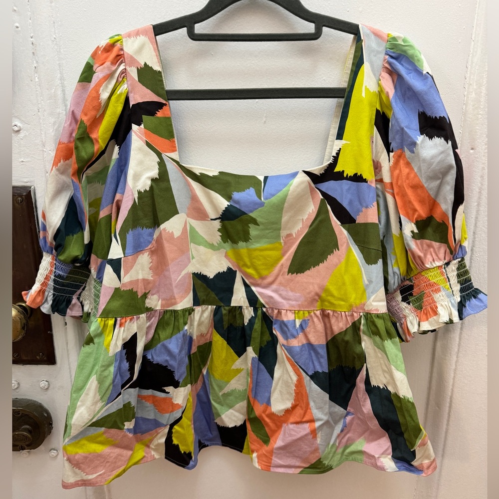 CROSBY by Mollie Burch Multicolor Abstract Peplum Blouse